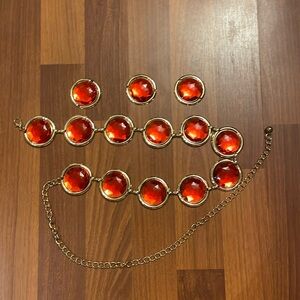 Halloween Cosplay Waist Belt Red Gems Belt and 3 additional gems